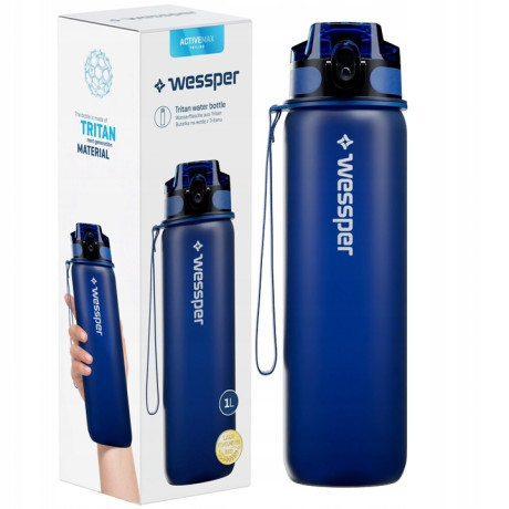 Butelka Motywacyjna 1L Wessper Activemax Triline – Granatowa | Bidon BPA Free