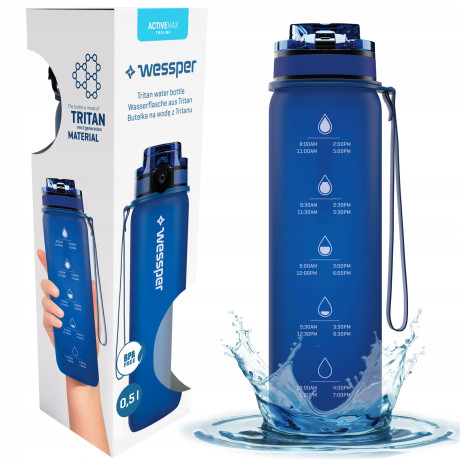 Bidon sportowy Wessper 0,5 l – butelka na wodę Tritan, motywacyjna