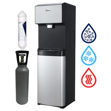 Midea JS1844S SODA PLUS SILVER wolnostojący dystrybutor wody gazowanej z akcesoriami