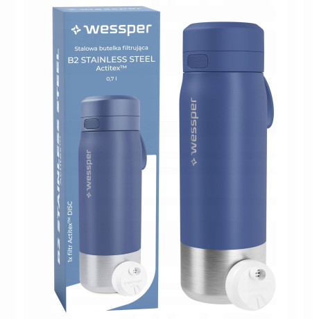 Butelka filtrująca stalowa bidon na wodę z filtrem WESSPER B2 ACTITEX 700ml